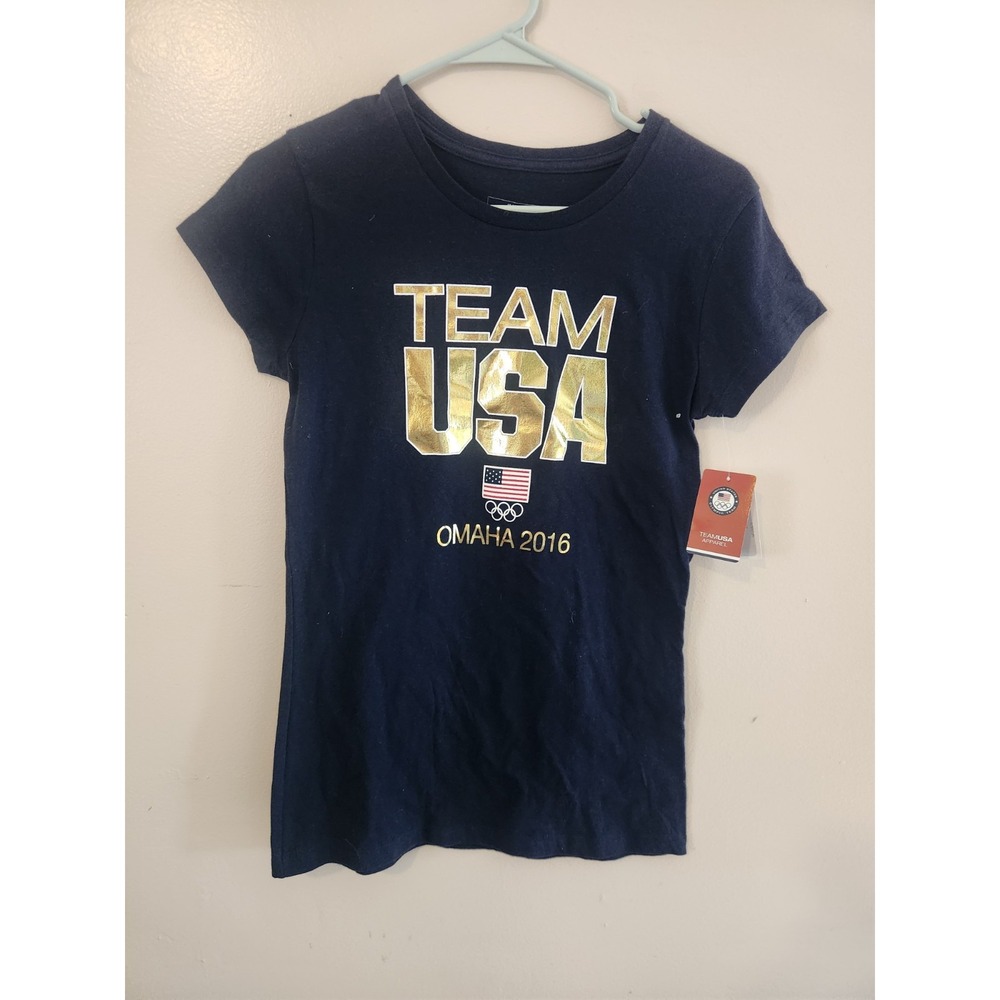NWT Team USA Road To Rio Olympics T Shirt Medium Navy Blue 2016 Olympic Womens
